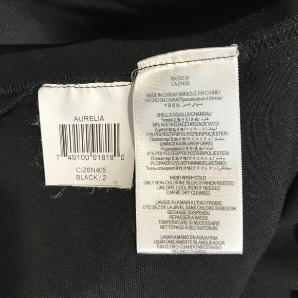 BCBGMaxAzria Aurelia Black Dress Size 02 Strapless Sweetheart Satin Mini - Picture 9 of 10